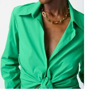 Joseph Ribkoff Island Green Front Tie Blouse Size 8